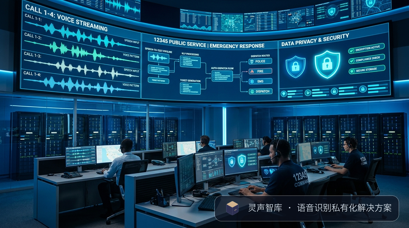 政务服务热线与应急指挥中心离线语音识别与数据脱敏调度架构