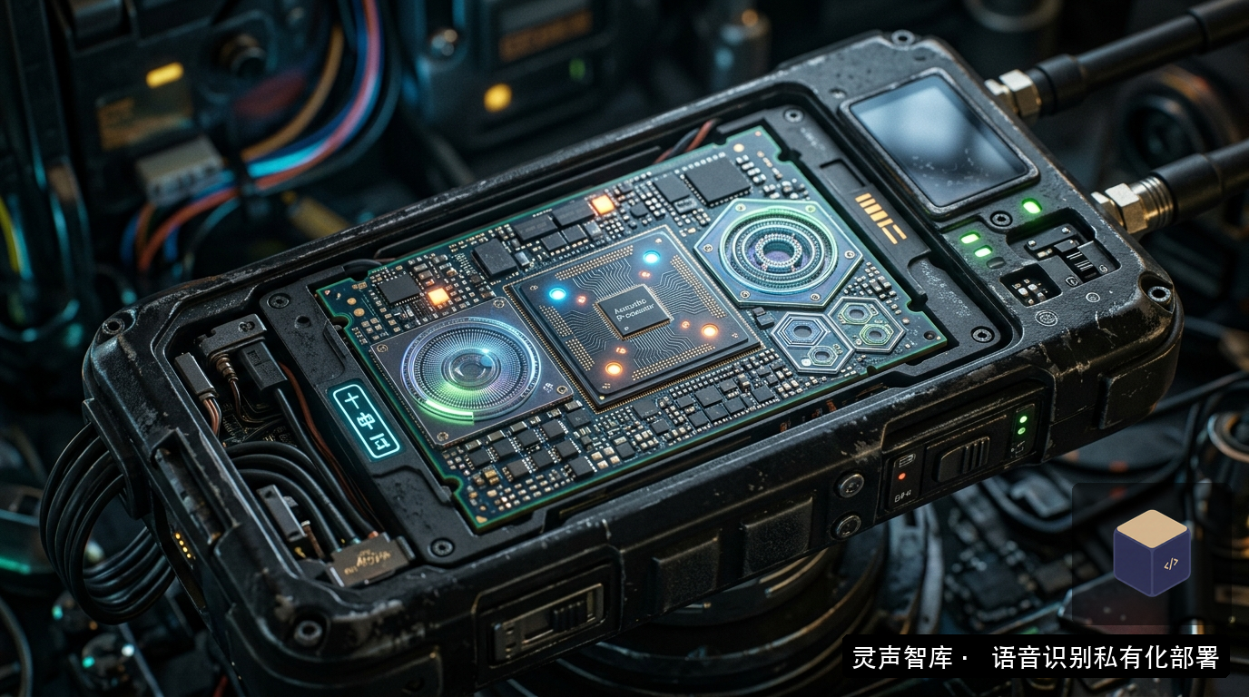 高通骁龙工业边缘 AI 芯片与手持智能终端离线语音架构图
