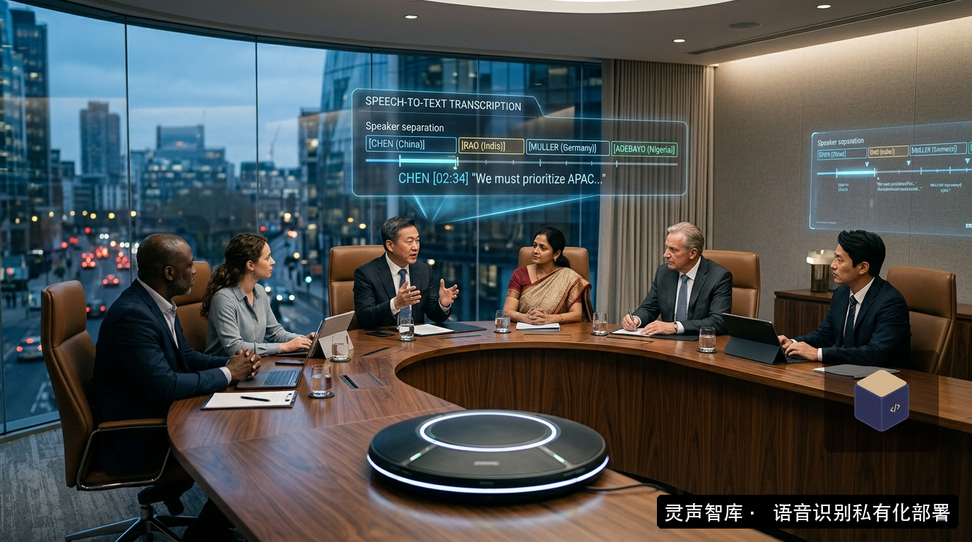 Chain-of-Audio 长时序原生思维链声学模型与跨国企业董事会多说话人转写流水线架构图