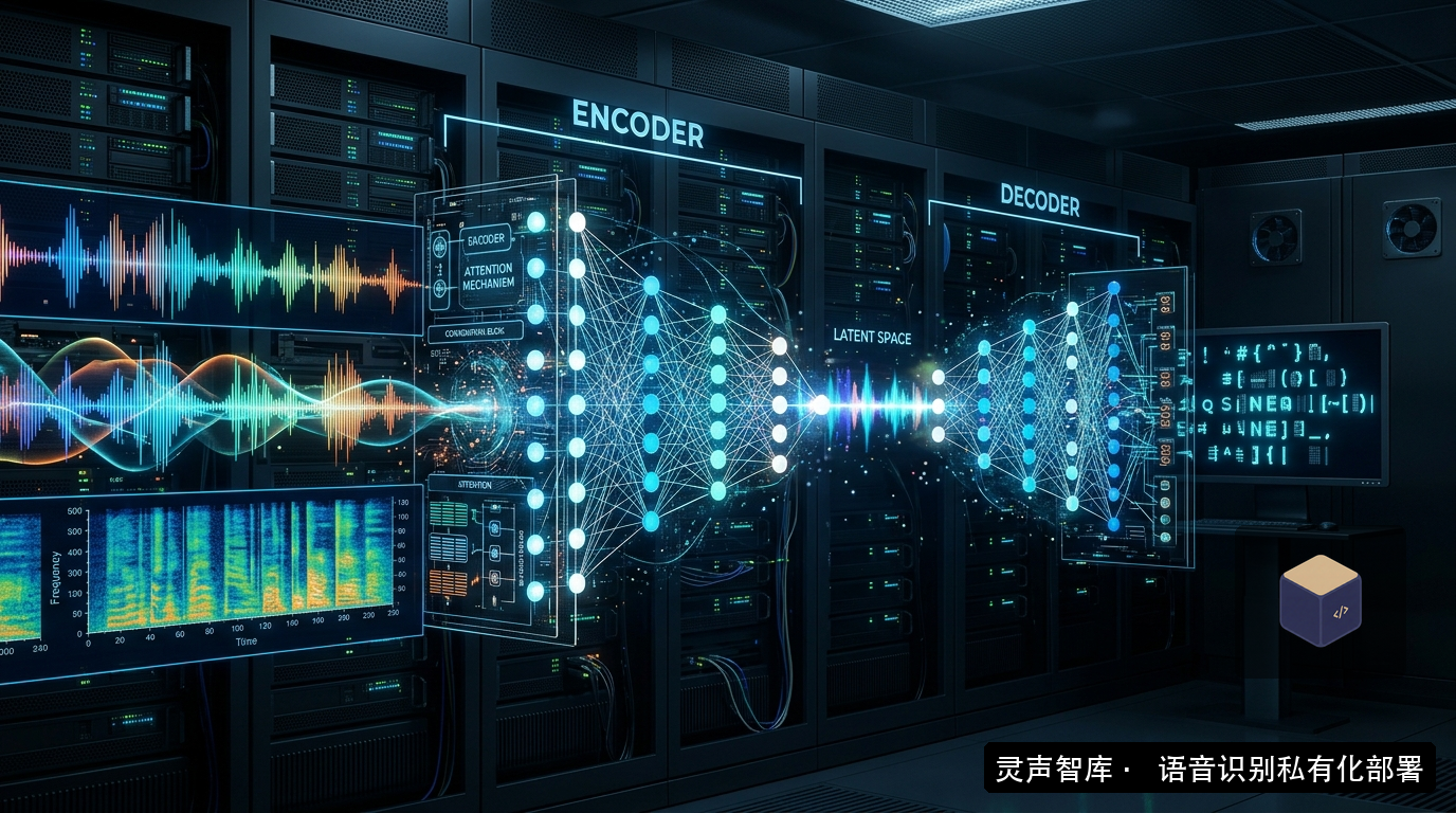 Whisper-Large-v3-Turbo 编解码器不对称架构与离线私有化推理流水线解析图