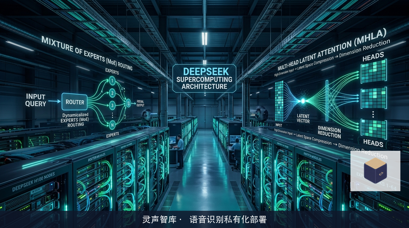 DeepSeek-V3 多头潜在注意力与混合专家路由架构在数据中心实操拓扑图