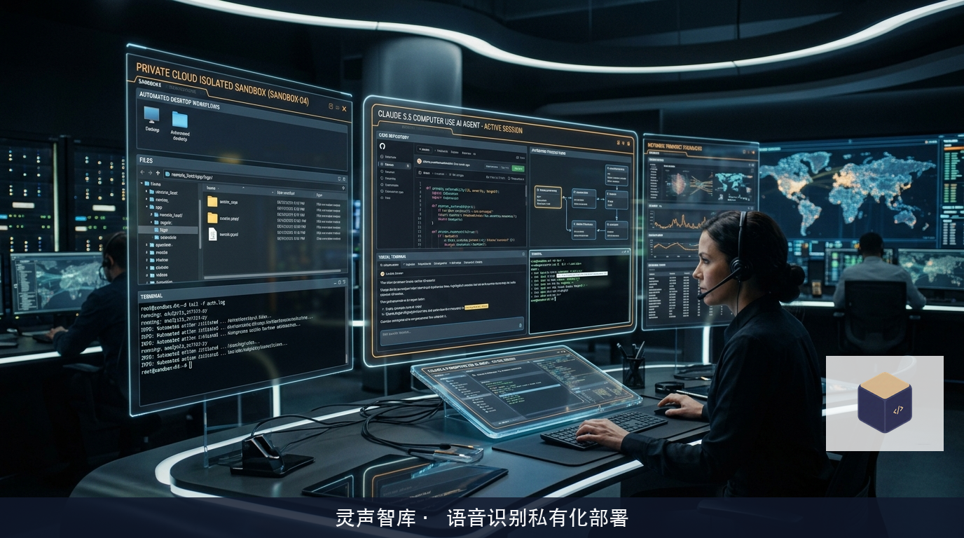 Anthropic Claude 3.5 Computer Use 桌面接管智能体在沙箱环境中自主操作概念图