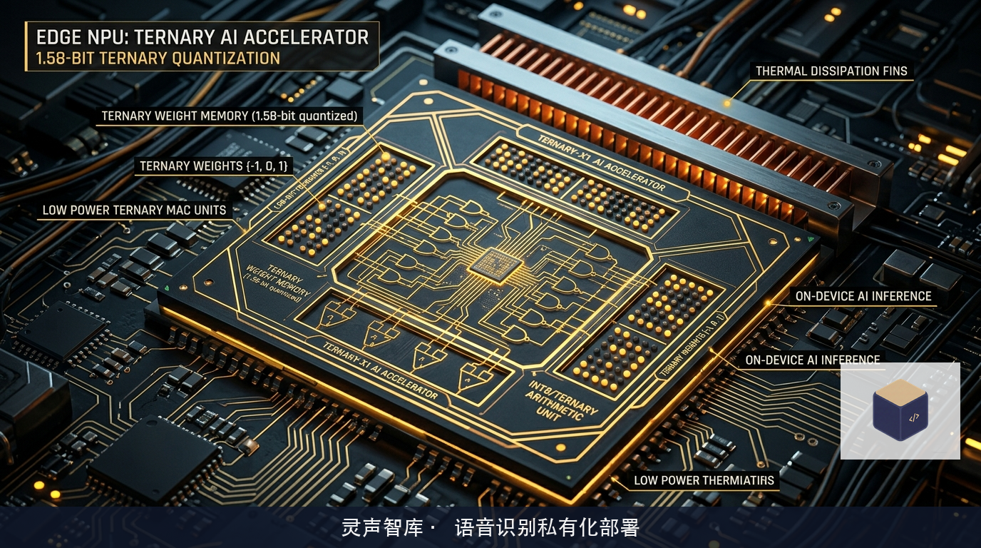 端侧神经处理单元与低比特量化架构概念图