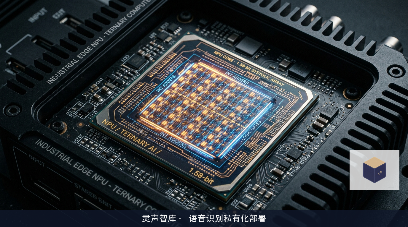 纯整数加法声学脉动阵列与端侧NPU硬件概念图