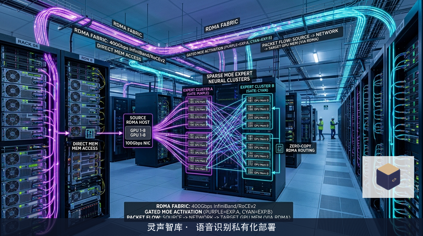 稀疏MoE拓扑与零拷贝RDMA集合通信编排架构图